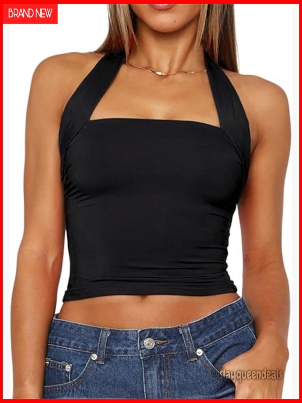 Halter Neck Backless Crop Top Sleeveless Tank Slim Fit Y2K Style